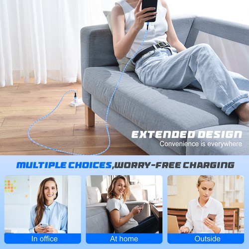 Pack 3 Câble USB C vers iPhone Bleu Chargeur Rapide Cordon pour iPhone 14 PRO MAX 13 12 X - Photo 6 sur 7