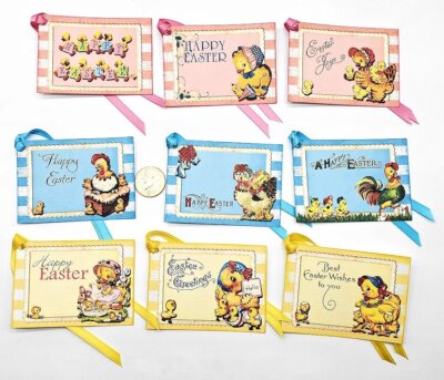 9-Easter-Retro-1950's-Mid Century-Junk Journal-Linen Cardstock-Gift-Hang-Tags