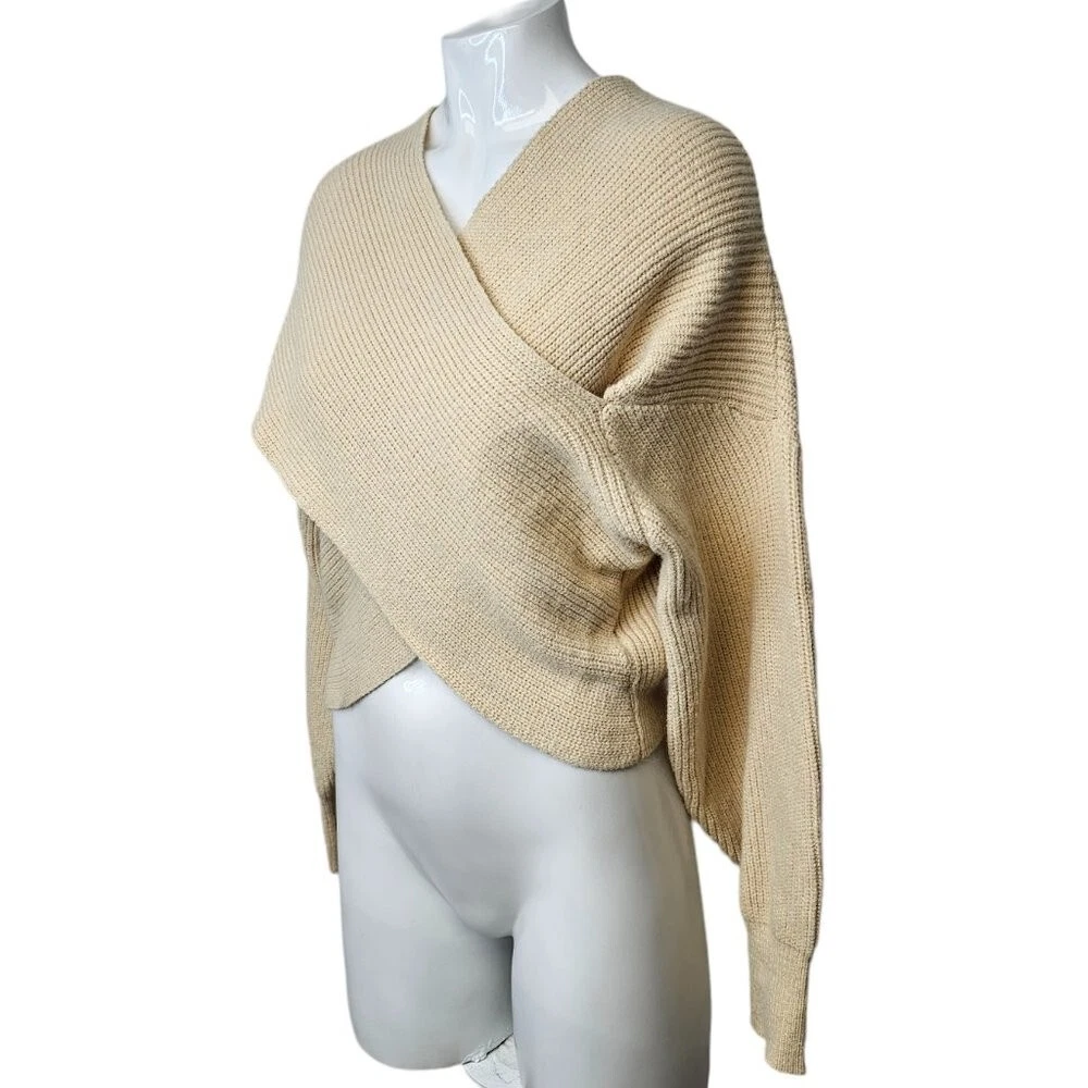 Oak Fort Womens Cross Front Sweater Wool Blend Size Small