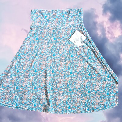 Jupe LuLaRoe Azure – Imprimé Floral Bleu – Taille XS – Occasion Très Bon état