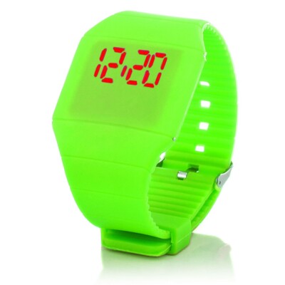 Digital Silicone LED Strap Watch Wristwatch Watch Men Women Children Sport Green