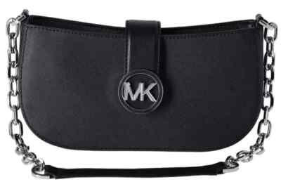 Michael Kors Carmen Small Pouchette Black Shoulder Bag 35H3SNMC0L NWT $398 F