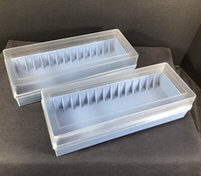 Vintage Light Blue Plastic Storage Case 15 Cassette w Clear Lid 80s Tape Audio