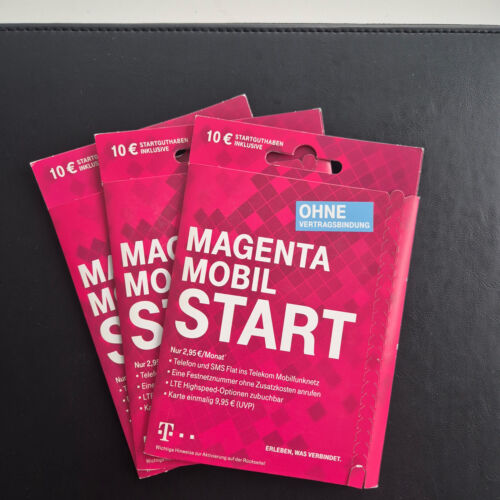 D1 3x Prepaid T-Mobile Xtra Karte 10€ Guthaben SIM Telekom Magenta Internet 5G