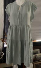 CALVIN KLEIN size 10 V Neck TIERRED SLEEVELESS SHIFT DRESS Pockets Comfy