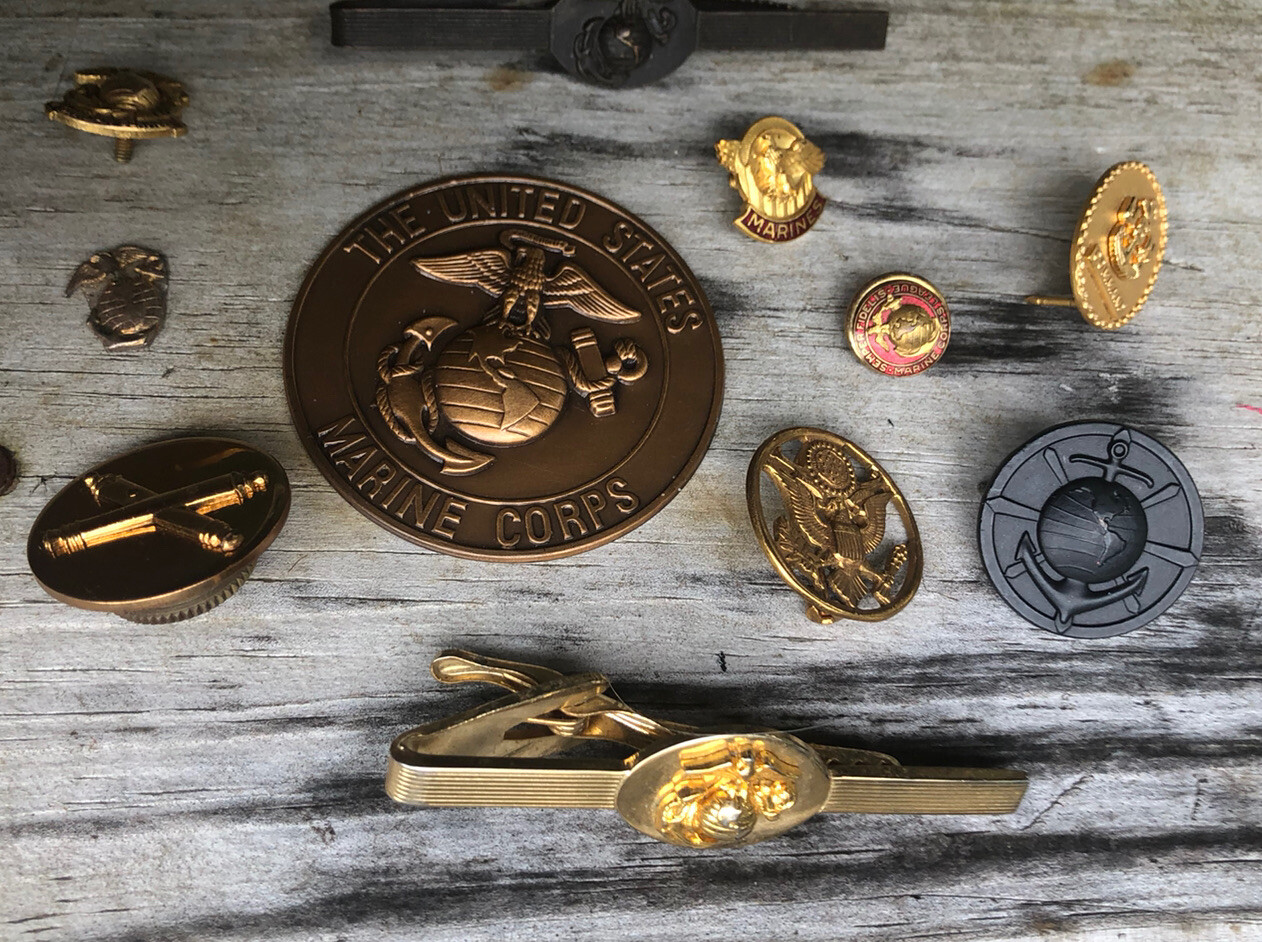 Large Group Of Vintage Military Pins Mostly Marines Collar Disk Lapel Pins Etc eBay