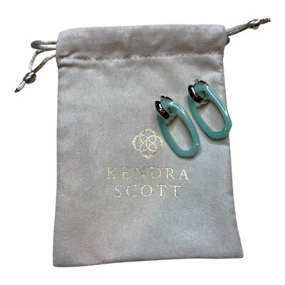 KENDRA SCOTT Earrings Danielle Link Drop Silver Teal Green Amozite Stone