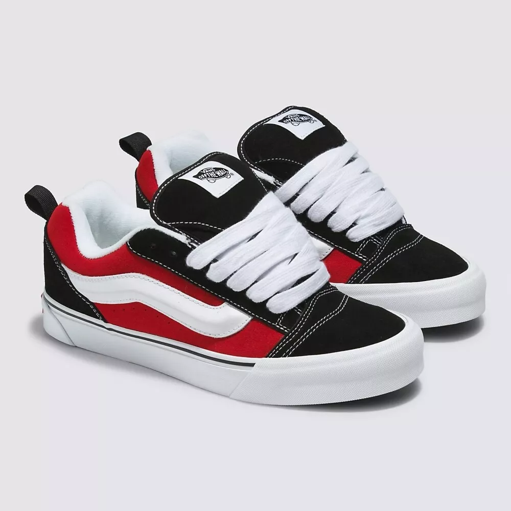 New Vans Knu Skool Black Red True White Sneakers Low Top Shoes 2023