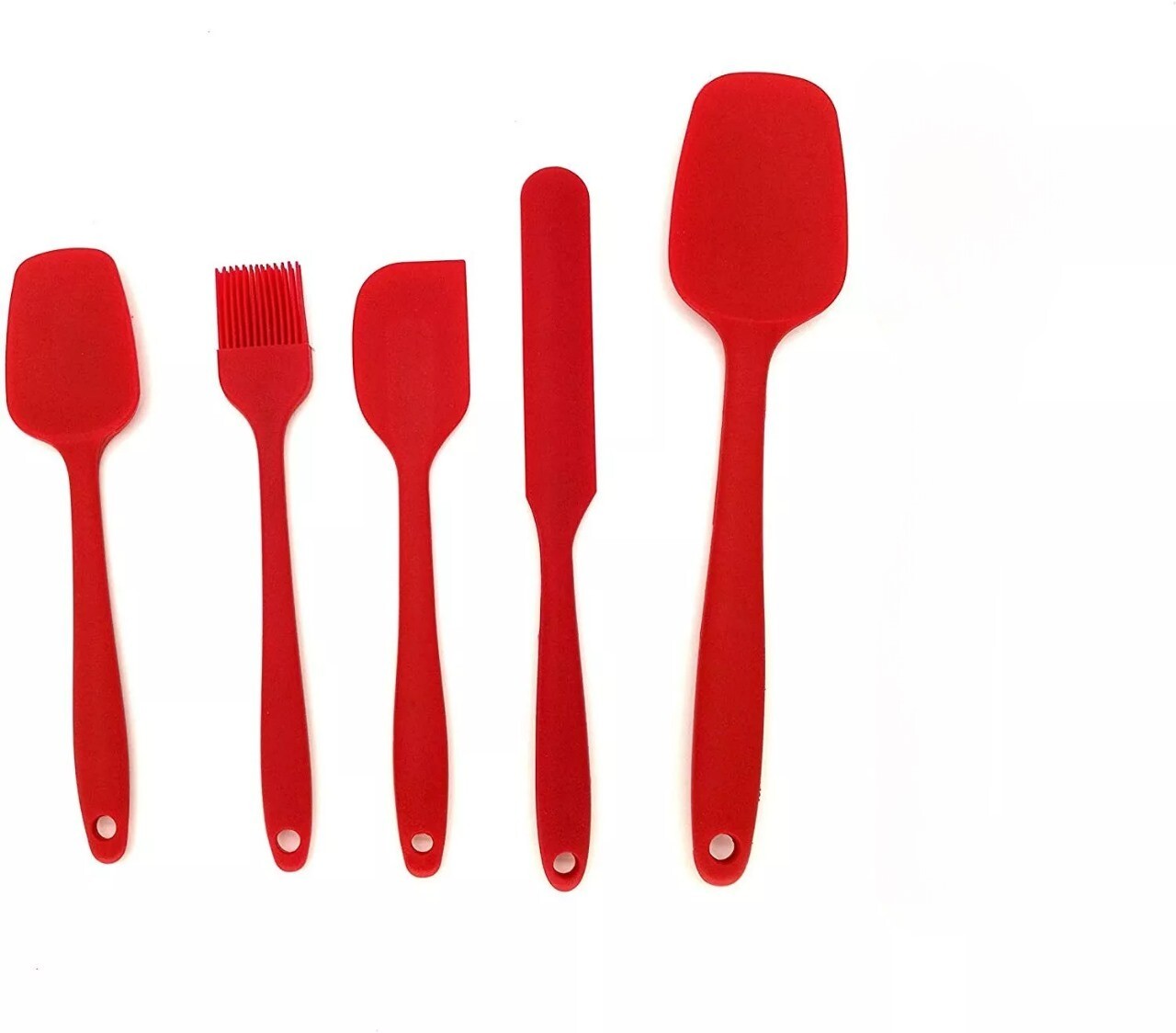 Juego de 5 utensilios de cocina de silicona con espátula de goma resistente al calor para hornear