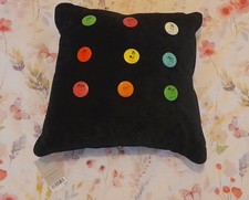 Black Velvet NEXT Cushion with Vintage Cute 1970s Kim Casali "Love Is" Badges