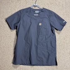 Carhartt Mens Scrub Top S Gray Modern Fit Medical Uniform V-Neck Shirt