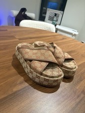 GUCCI Women s Angelina GG Monogram Platform Slide Sandals EU 37 US 7 Y10