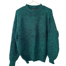 Vintage Strawbridge Clothier Men's Green Marled Acrylic Sweater XL