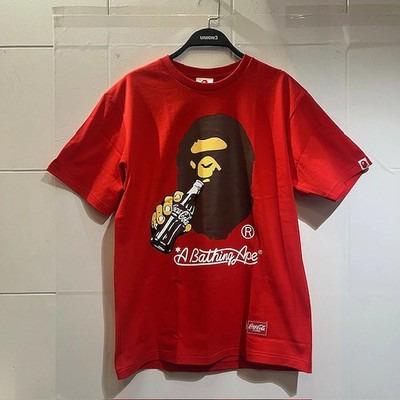 A Bathing Ape 23AW CocaCola Ape Head Tee L Red Collab Streetwear