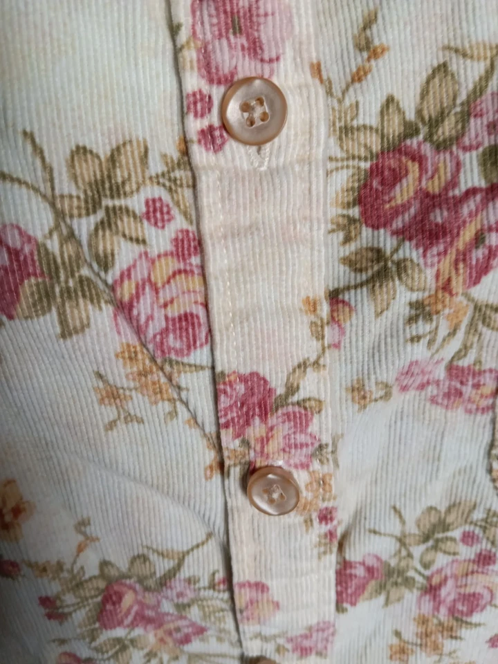 Blusa vintage LL Bean para mujer floral crema pana 100 % algodón 0FGL6 años 90 Y2k  Foto 3 de 4