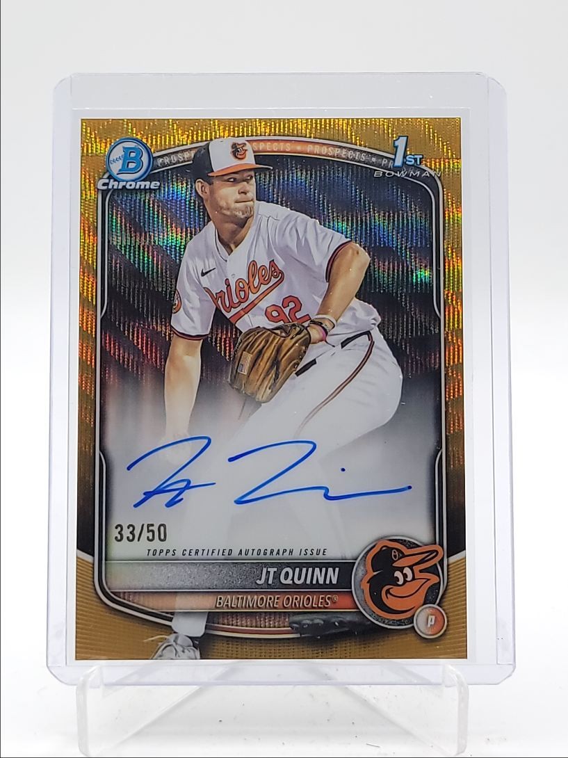 JT QUINN 2025 BOWMAN CHROME DRAFT 1ST GOLD WAVE REFRACTOR AUTO /50 Q3967