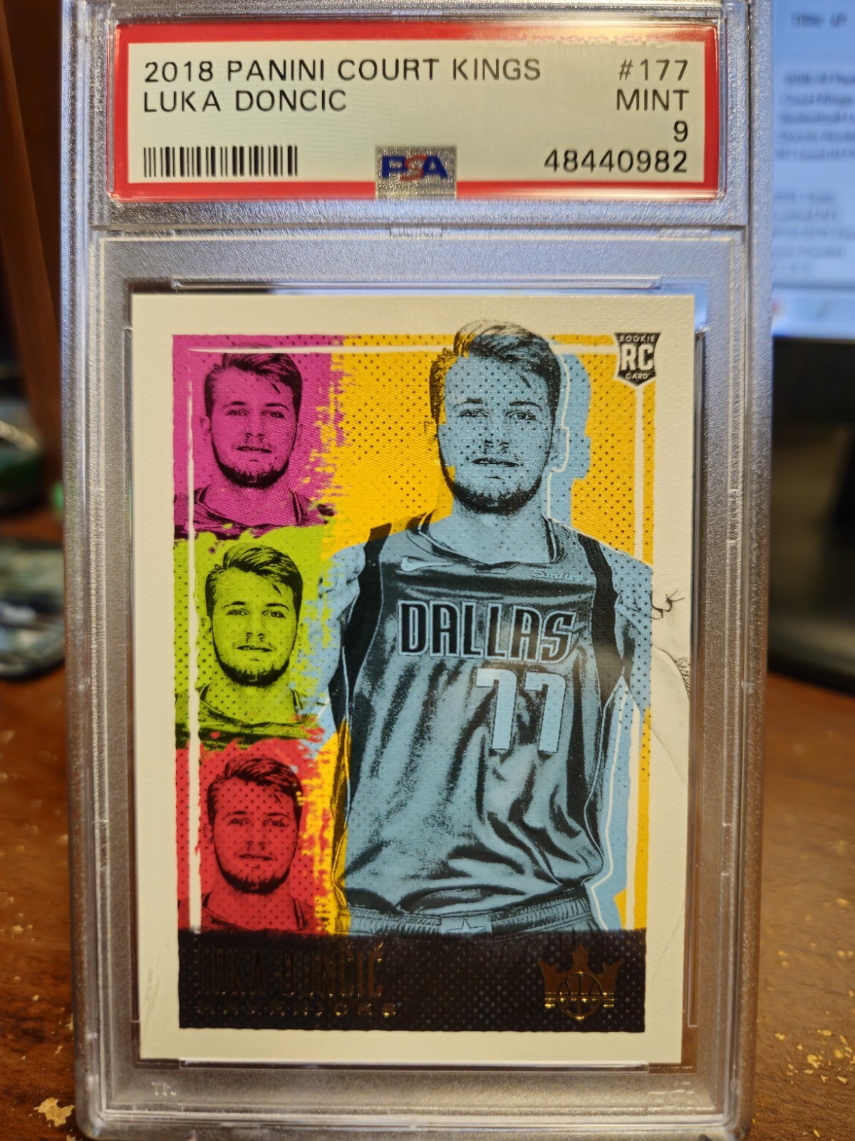 2018-19 Panini Court Kings Basketball Luka Doncic Rookie RC Level III PSA 9