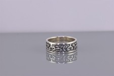 Sterling Silber oxidiert geschnitzt Wirbel Floral Rebe Efeu Manschette Band Ring 925 Gr: 6