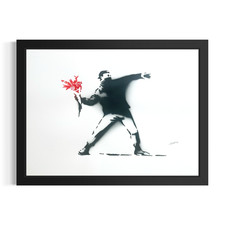Stampa Lavoro Spray Banksy Fiori su Carta Arches 76x56 cm Decorazione Casa