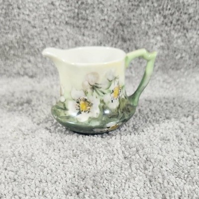 Alec Meyer Creamer Green Floral Hand Painted Vintage 1907 Signed