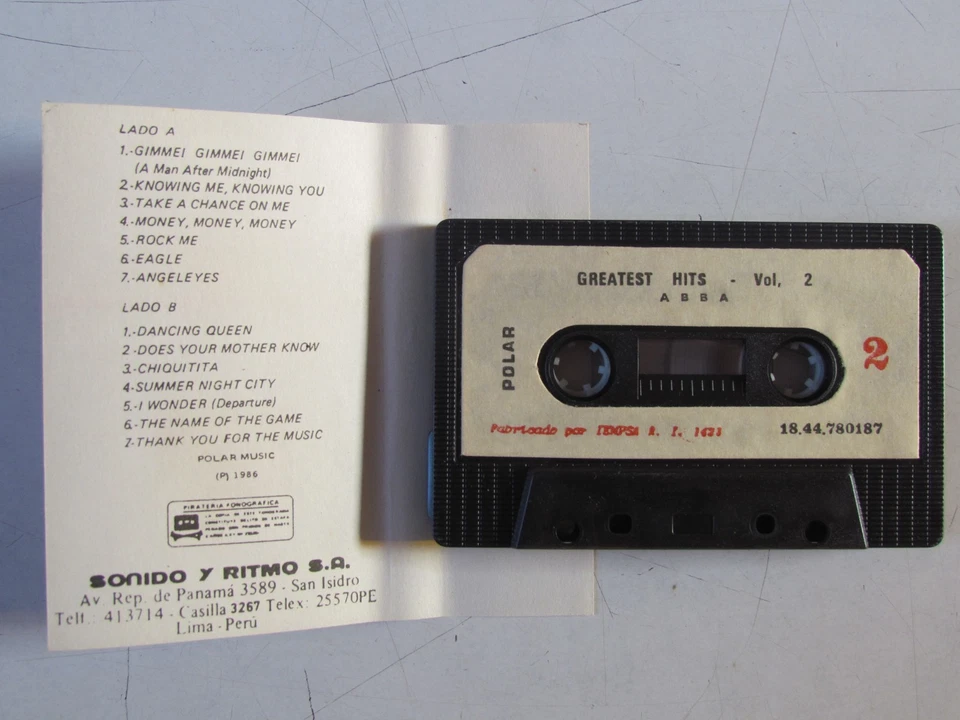 ABBA - CASSETTE TAPE PERU - WHITE PAPER LABEL "GREATES HITS VOL 2" - Image 4 of 4