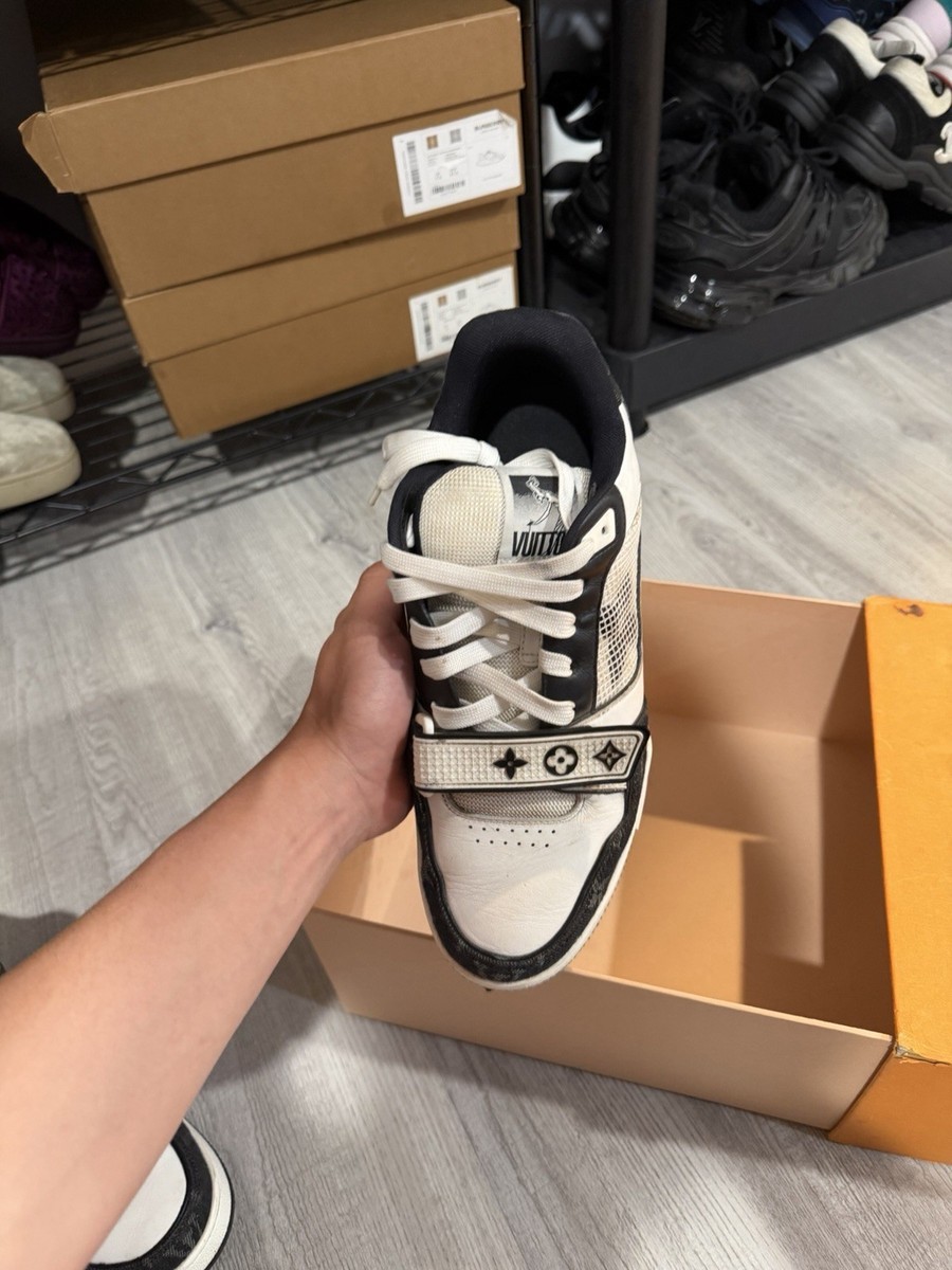 Size 7Lv/8US - Louis Vuitton Black/White Trainer Monogram Logo Men's Sneakers View 5