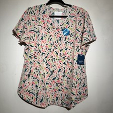 Cherokee Scrub Top Women  s Size Large - Brush Stroke Design - NWT
