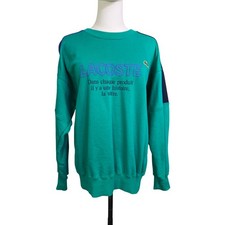 Lacoste Chemise Colorblock Crewneck Sweatshirt Green Purple Logo Embroidery 4