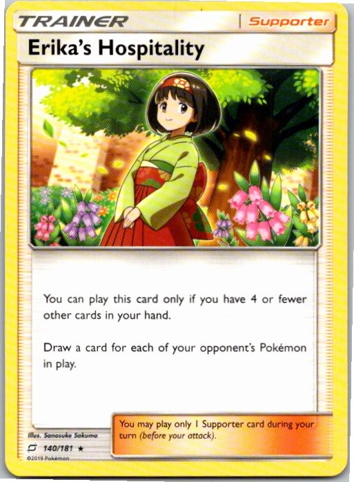 Erika's Hospitality (SM Team Up) 140/181 Rare Deck Exclusives Pokemon Near Mint