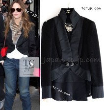 CHANEL 10A Black Alpaka Wool Gripox Buttons Jacket Coat 38 US6