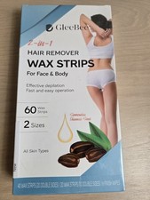 New Gleebee 2 In 1 Hair Remover For Face  Body Wax Strips 60 Count 2 Sizes Easy