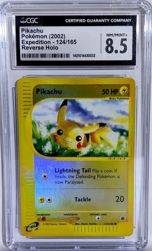 Pokémon Expedition PIKACHU Reverse Holo Foil 124/165 CGC 8.5 ⭐ NM-MT