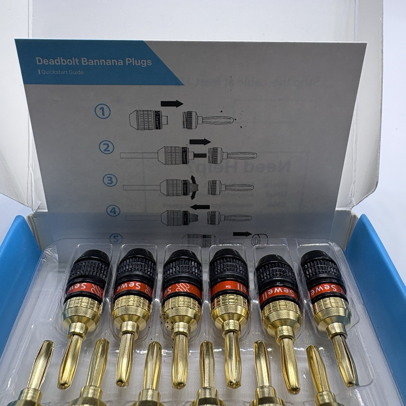 Sewell Direct SW-29863-6 Deadbolt 6-Pairs Banana Plugs,Gold Plated Speaker Plugs