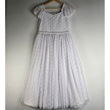 Bonnie Jean Girls White Lace Pearl Waist Formal Dress Size 14 Flower Girl Gown