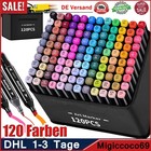 120x Doppelseitige Alkohol Marker + Tasche Filzstifte für Kinder und Erwachsene