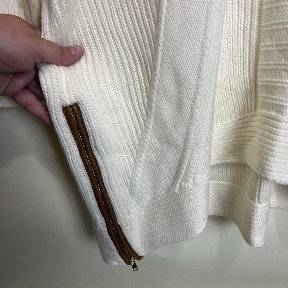 Túnica Kate & Mallory comprimento cabo malha suéter zíper lateral creme marfim 2X aconchegante quente - Imagem 2 de 4