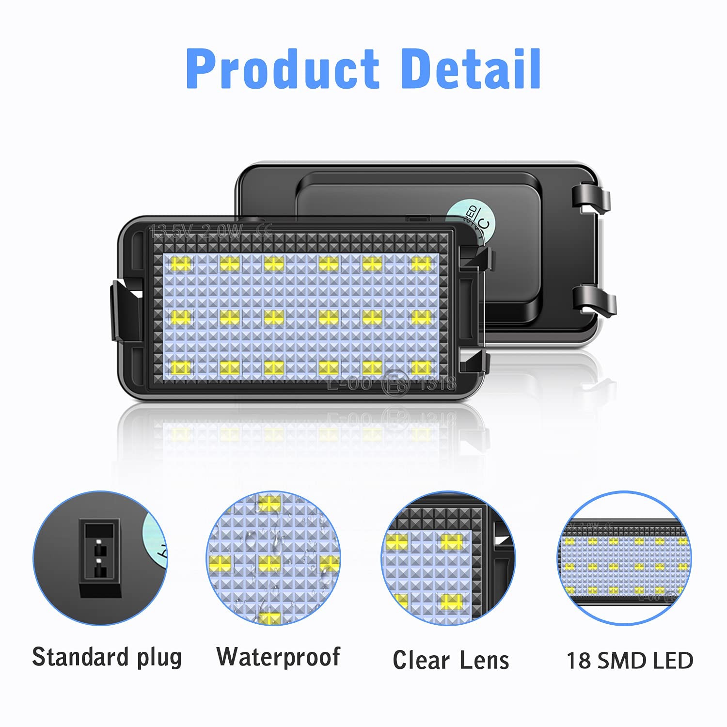Tectico LED Luci Targa Auto Lampada Targa e Mark Ece Bianco Puro 6000k CANBUS - Miniatura 3