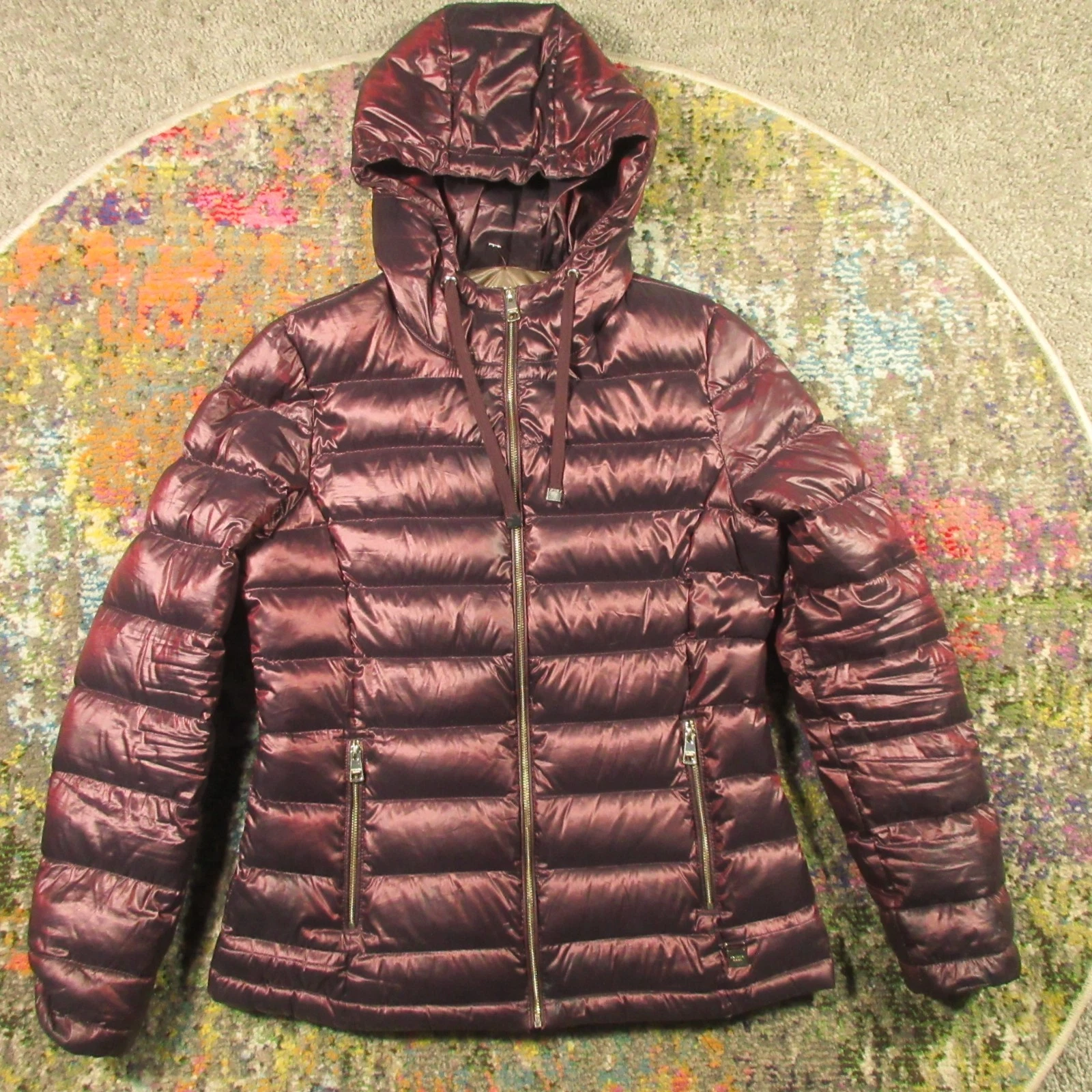 Andrew Marc Down Puffer Jacket Women S Shiny Purple Packable Lightweight Premium