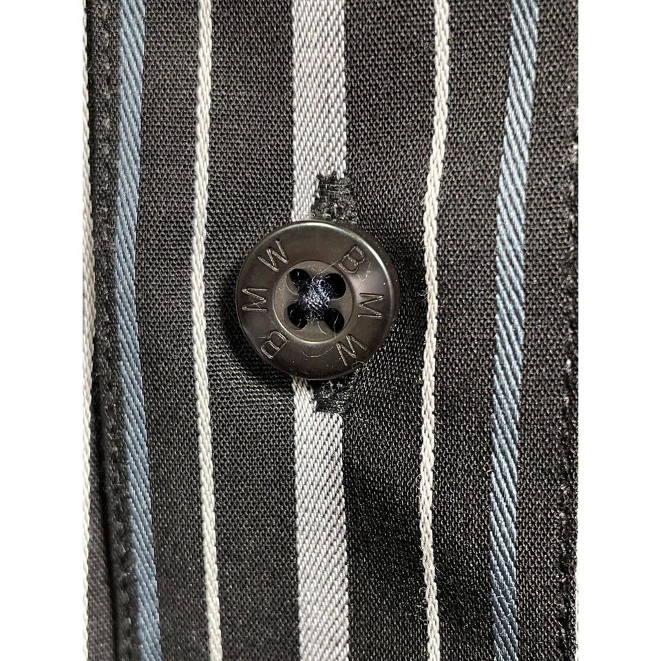 Camisa de vestir BMW negra/blanca manga larga abotonada a rayas para hombre 32-33 nueva con etiquetas Foto 3 de 4