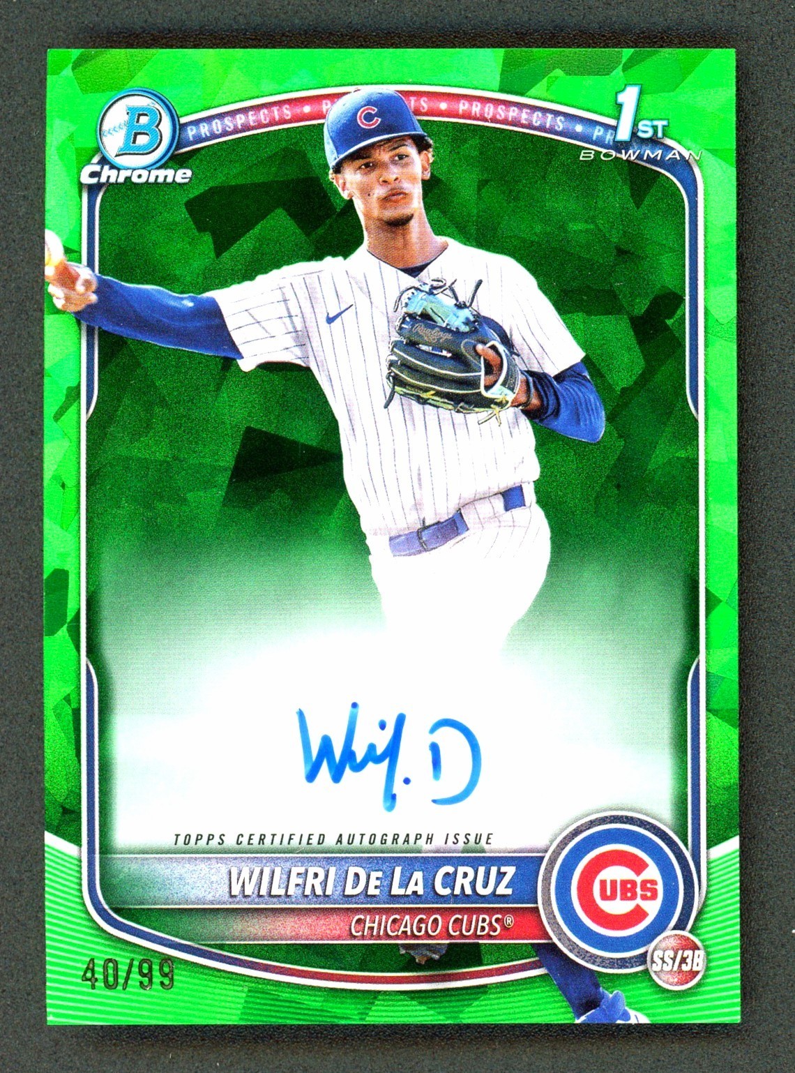 2025 Bowman Chrome Sapphire - Wilfri De La Cruz (RC) Auto Green /99 #CPSA-WD