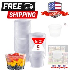 16 oz Clear Deli Containers with Lids. Pack of 12. Airtight Reusable Plastic ...