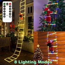 8 Modes LED Christmas Ladder Lights with Santa Claus Decorative String Light USB