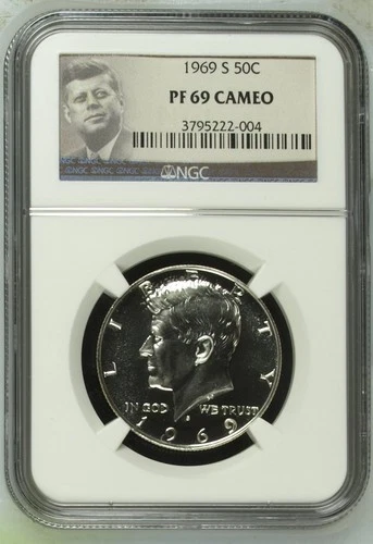 1969 S Silver Clad Kennedy Half Dollar 50c Proof Coin NGC Certified PF69 Cameo