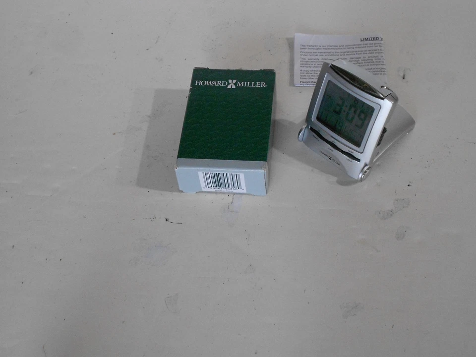 Howard Miller New Silver Digital LCD Display Folding Travel Alarm Clock FreeShip - Image 2 of 4