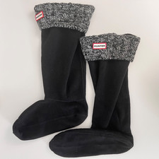 Hunter Original Tall Cable Knit Cuff Welly Boot Liners Black Size M 0518