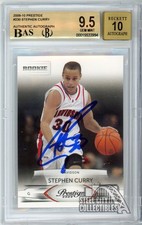 Stephen Curry 2009-10 Panini Prestige Autograph Rookie Card #230 BGS 9.5 AUTO 10. rookie card picture