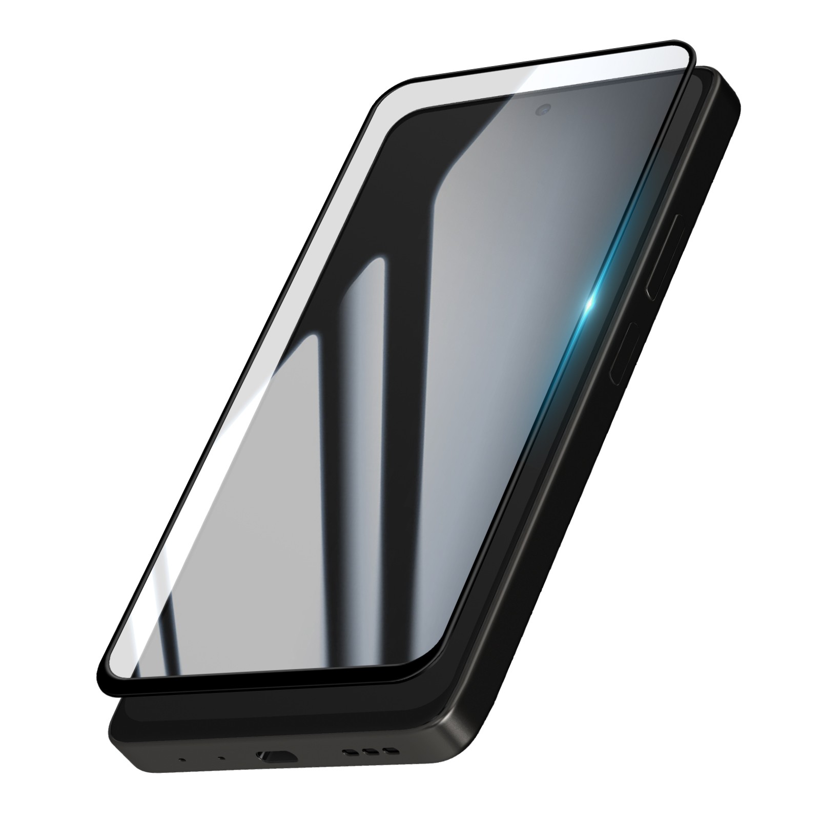 Verre trempe Oppo A5 Pro biseaute Avizar noir avec filtre anti rayures