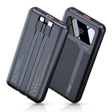 Portable Charger 10,000mAh, Power Bank Fast Charging with Built-in Cables, 22...
