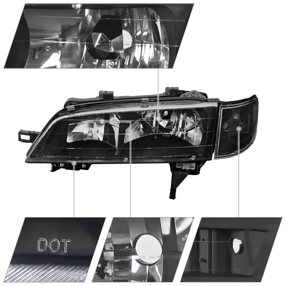 Black Headlights+Corner Signal Lamps Fits 1994-1997 Honda Accord JDM Pair 94-97 Foto 4 de 4