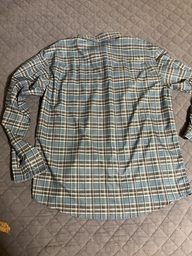 Camisa Huk Para Hombre Grande Azul A Cuadros Pesca Rendimiento Manga Larga Absorción de Botones - Imagen 2 de 10